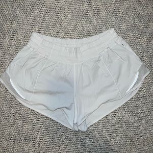 White Lululemon Hottie Hot Shorts.
